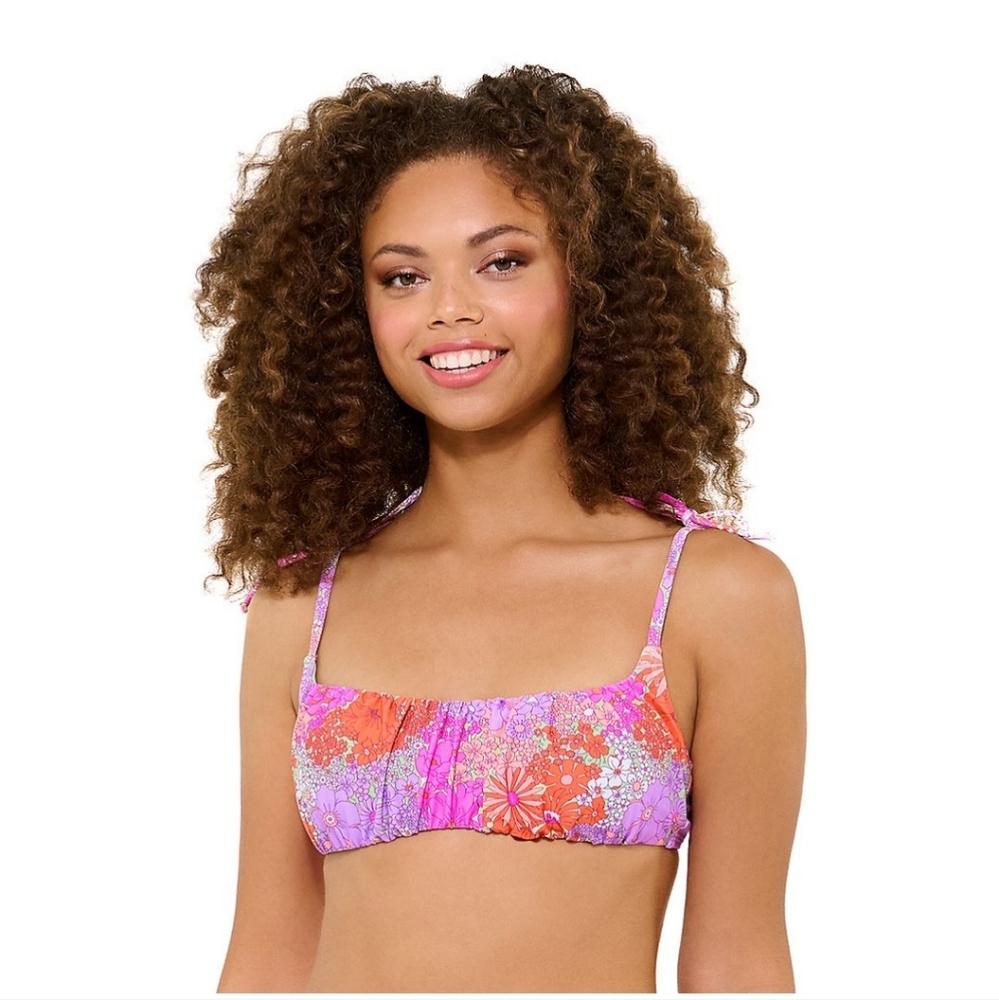 Ninety-nine degrees bikini top multi color pink Juniors Size XXL